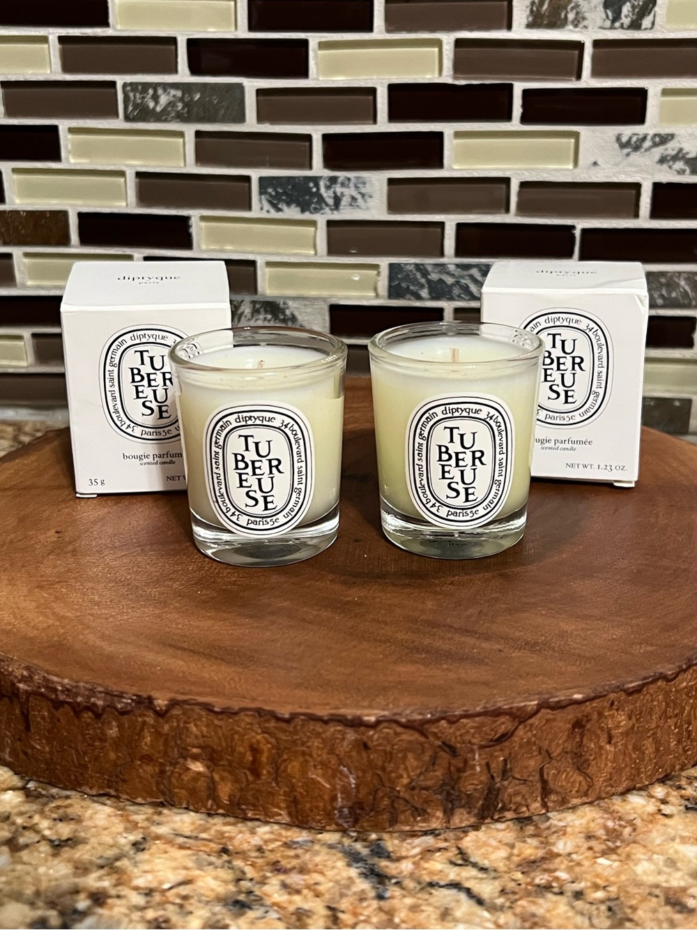 NIB diptyque Tubereuse bougie parfumee scented candle 35g- Set of 2 minis